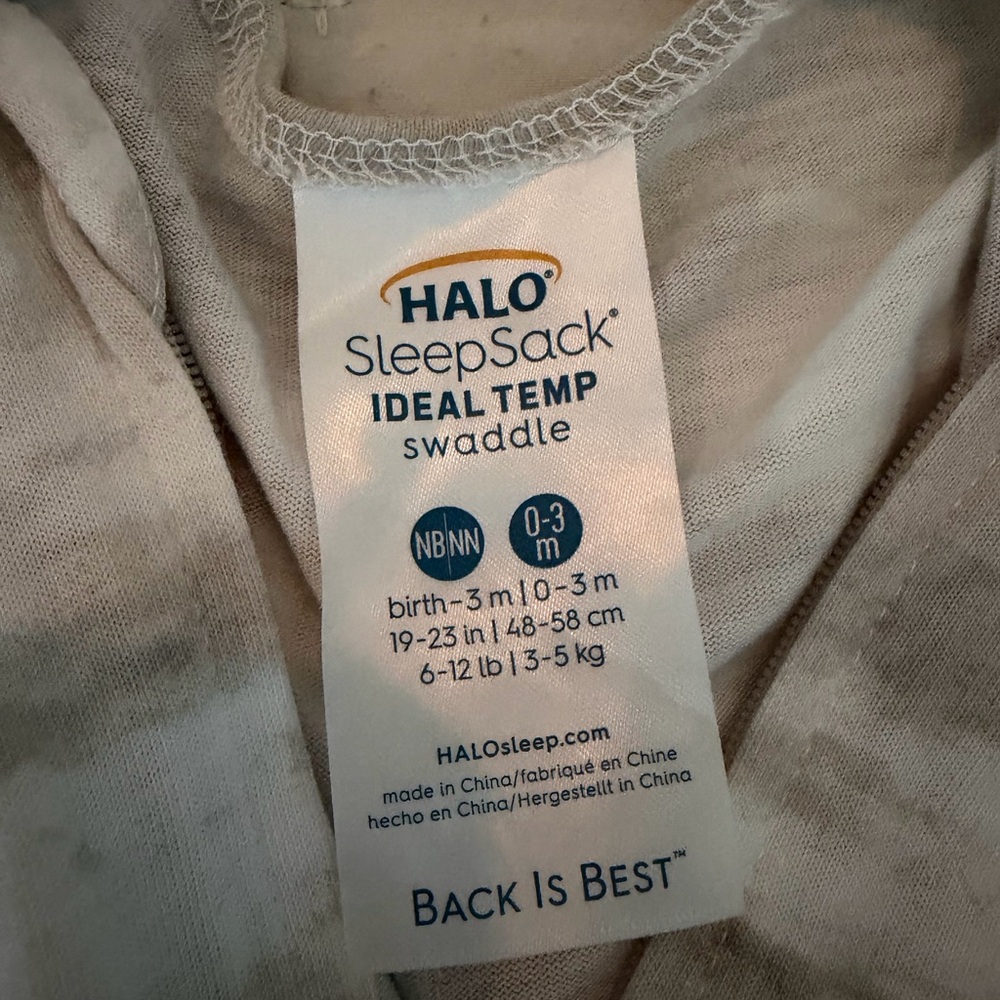 Halo SleepSack Ideal Temp Swaddle in White and Tan